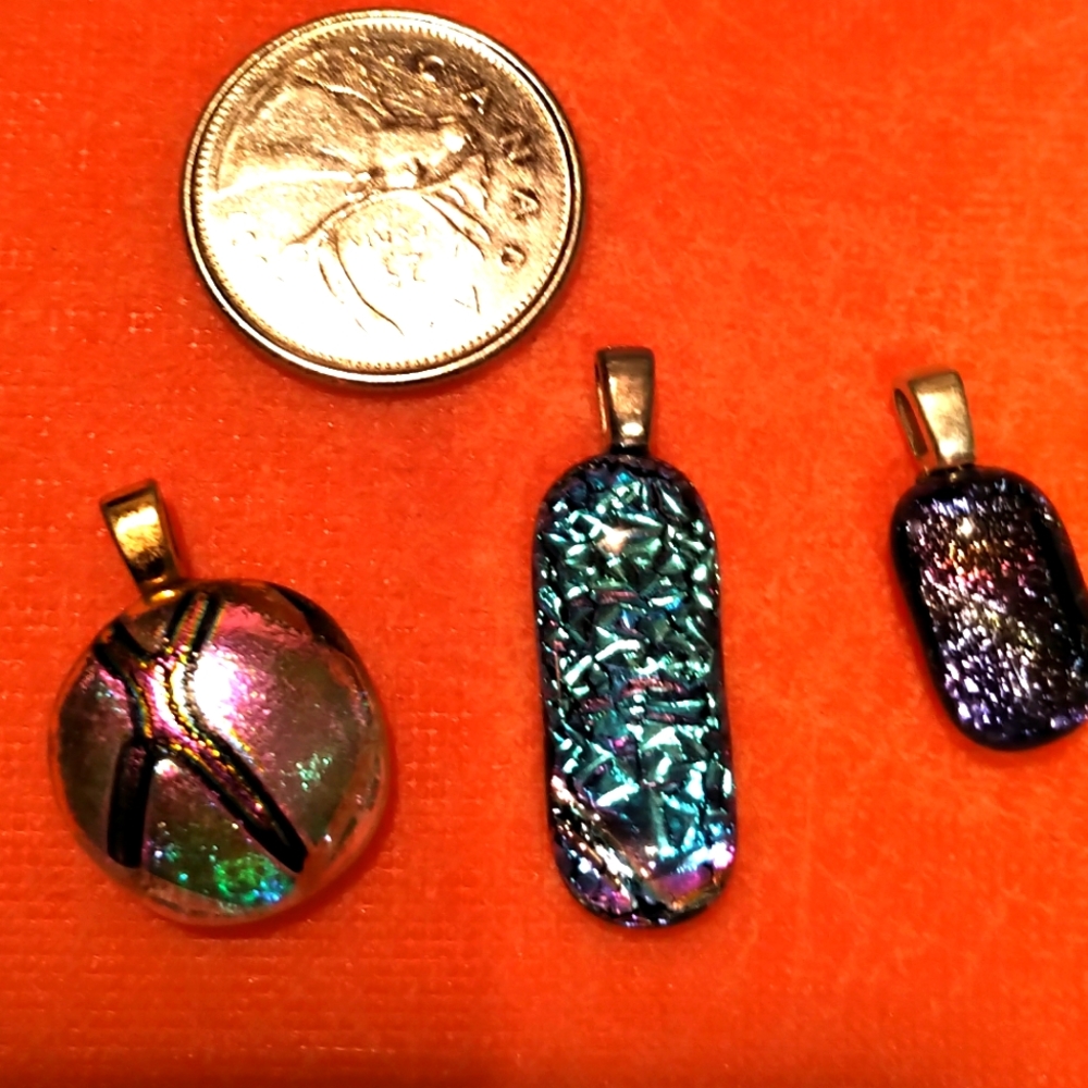3 for $25-Shockingly stunning Dichroic glass pendants -NEW-Never worn